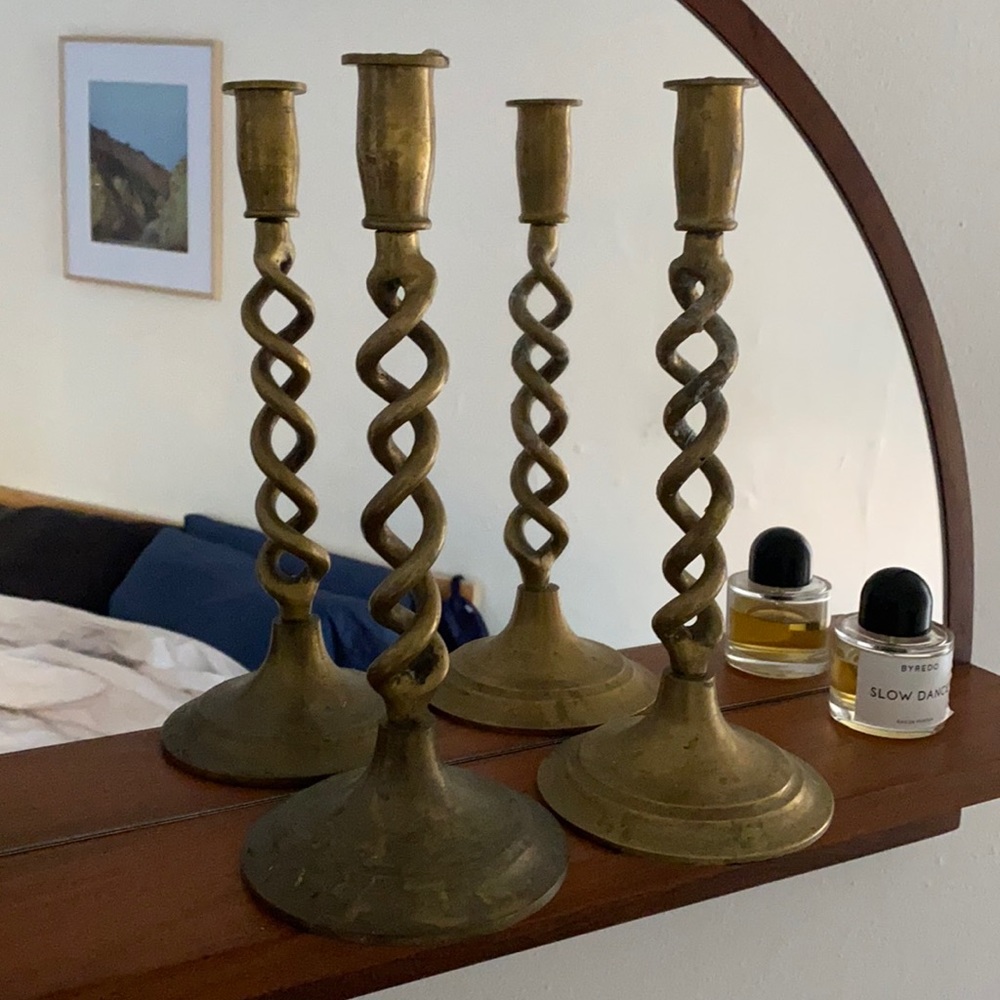 Twisted brass candle sticks
